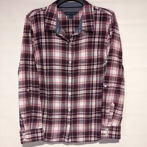 Ladies Tommy Hilfiger long sleeve button up plaid shirt